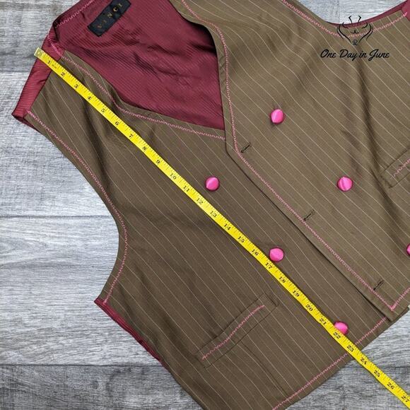 Vinci 3 Button Pin Stripe Vest Size L - Picture 4 of 5